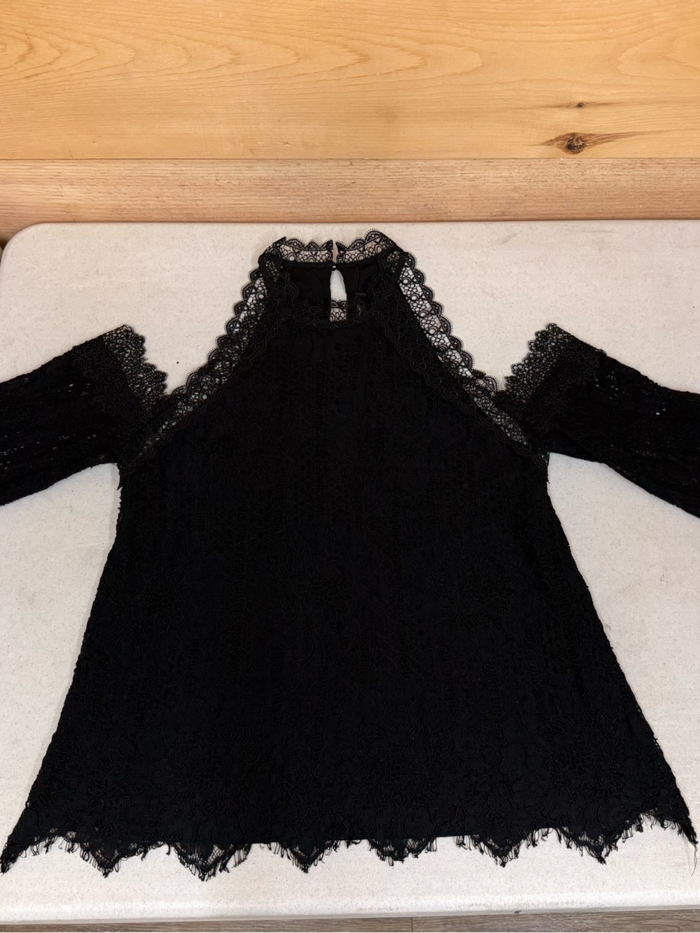 Sugarlips Black Lace Off-Shoulder Sweater